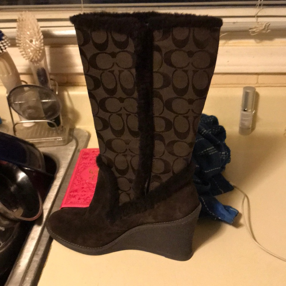 Coach dark brown boots